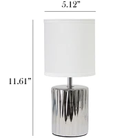 Simple Designs 11.61" Tall Contemporary Ruffled Metallic Gold Capsule Bedside Table Desk Lamp with Black Drum Fabric Shade