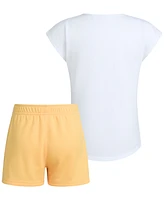 adidas Little & Toddler Girls Graphic T-Shirt Mesh Shorts, 2 Piece Set