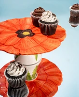 Godinger Flower Power Red Poppy Cake Stand