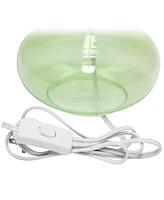 Simple Designs Glass Raindrop Table Lamp with Fabric Shade, Green White Shade