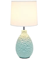 Creekwood Home Essentix 14.17" Traditional Ceramic Textured Thumbprint Tear Drop Shaped Table Desk Lamp