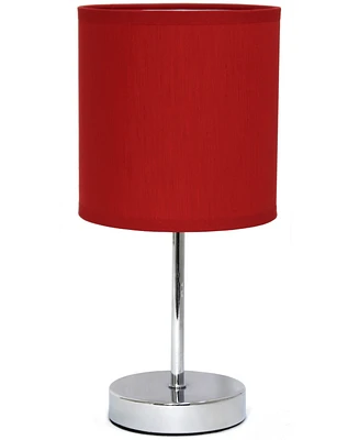 Creekwood Home Nauru 11.81" Traditional Petite Metal Stick Bedside Table Desk Lamp Chrome with Fabric Drum Shade