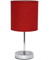 Creekwood Home Nauru 11.81" Traditional Petite Metal Stick Bedside Table Desk Lamp Chrome with Fabric Drum Shade