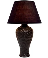 Creekwood Home Essentix 20.08" Traditional Ceramic Textured Imprint Winding Table Desk Lamp with Empire Fabric Shade