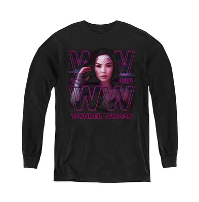 Wonder Woman Boys 84 Youth Vaporwave Long Sleeve Sweatshirt