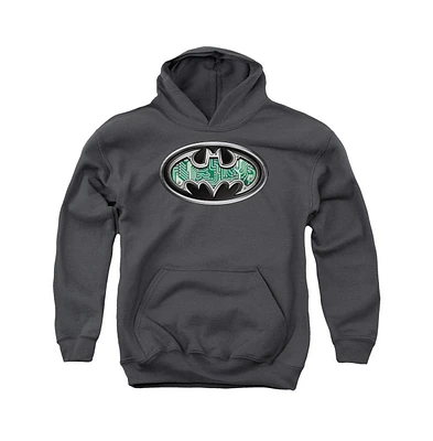 Batman Boys Youth Circuitry Shield Pull Over Hoodie / Hooded Sweatshirt