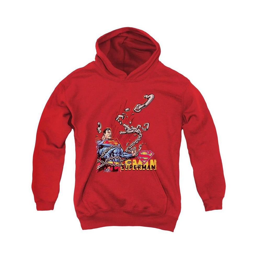 Superman Boys Youth Breaking Chains Pull Over Hoodie / Hooded Sweatshirt