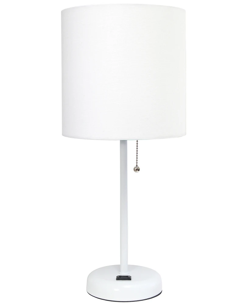 Creekwood Home Oslo 19.5" Contemporary Bedside Standard Metal Table Desk Lamp with White Drum Fabric Shade