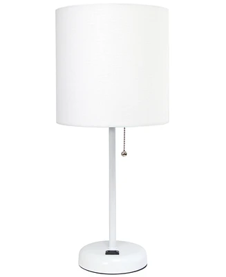 Creekwood Home Oslo 19.5" Contemporary Bedside Standard Metal Table Desk Lamp with White Drum Fabric Shade