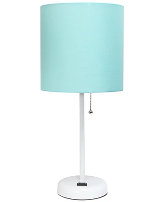 Creekwood Home Oslo 19.5" Contemporary Bedside Standard Metal Table Desk Lamp with White Drum Fabric Shade