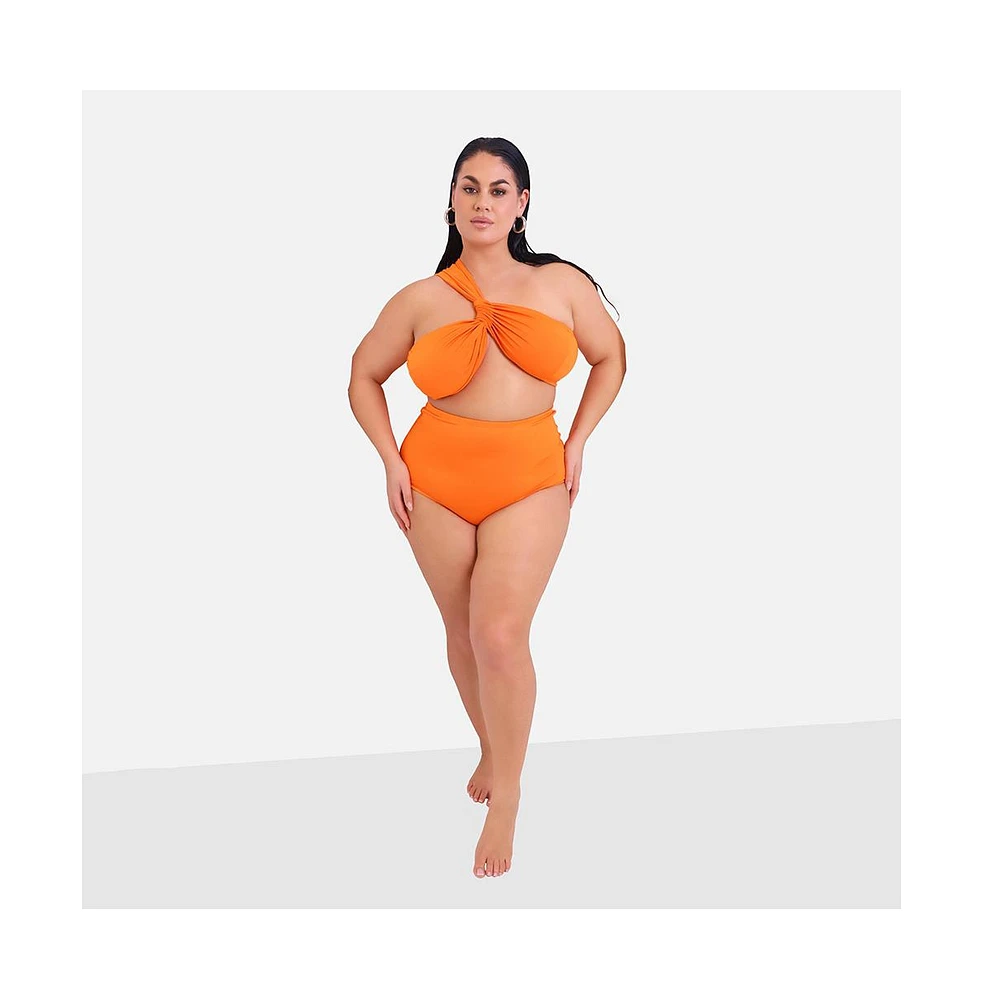 Rebdolls Plus Size Aqua High Waist Bikini Bottom