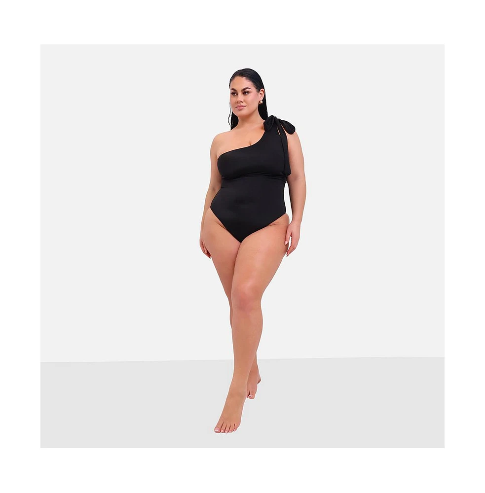 Rebdolls Plus Size Bay Tie One Shoulder Swimsuit