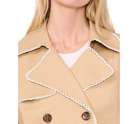 CeCe Women's Cropped Scallop-Trim Trench Jacket