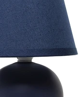 Creekwood Home Nauru 8.66" Traditional Petite Ceramic Orb Bedside Table Desk Lamp with Tapered Drum Fabric Shade