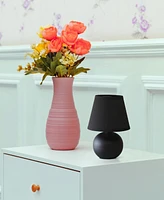 Creekwood Home Nauru 8.66" Traditional Petite Ceramic Orb Bedside Table Desk Lamp with Tapered Drum Fabric Shade