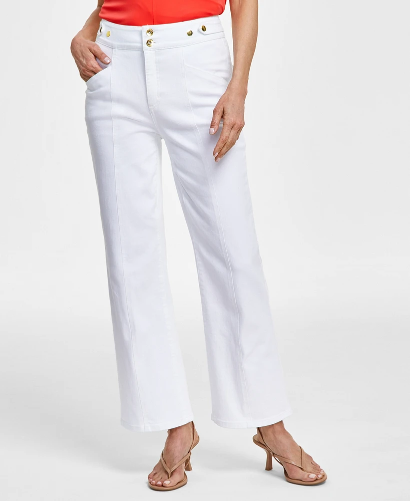 I.n.c. International Concepts Women's High-Rise Tab-Waist Kick Flare Jeans, Created for Macy's