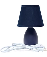 Creekwood Home Nauru 9.45" Traditional Petite Ceramic Oblong Bedside Table Desk Lamp Two Pack Set, Tapered Drum Fabric Shade