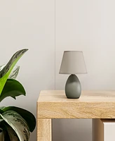Creekwood Home Nauru 9.45" Traditional Petite Ceramic Oblong Bedside Table Desk Lamp with Tapered Drum Fabric Shade