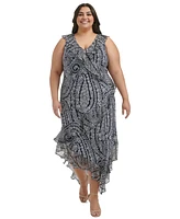 Tommy Hilfiger Plus Size Ruffled Printed Midi Dress