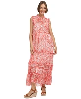 Tommy Hilfiger Women's Tiered Floral Chiffon Maxi Dress