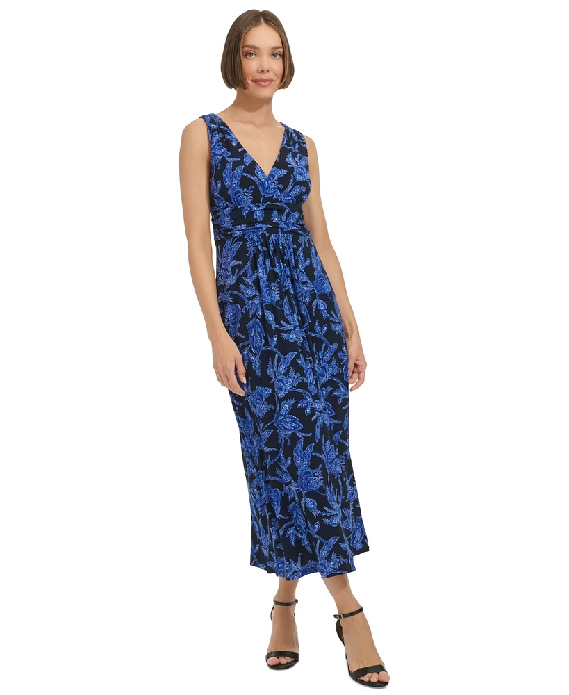 Tommy Hilfiger Women's Printed Ruched Midi Dress