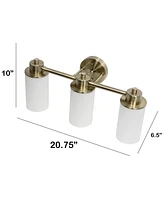 Lalia Home Essentix Contemporary Three Light Metal and Opaque White Glass Shade Vanity Uplight Downlight Wall Mounted Fixture