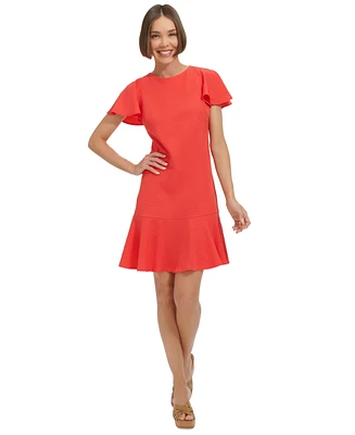 Tommy Hilfiger Women's Flutter-Sleeve Jacquard Shift Dress