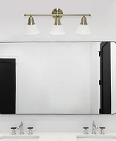 Lalia Home Essentix Contemporary Three Light Metal and Alabaster White Glass Shade Vanity Uplight Downlight Wall Mounted Fixture
