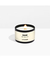 Emme nyc Natural Soy Lychee Scented Candle Tin with Wood Wick 4 oz