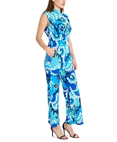 Donna Morgan Women's Mock Neck Tie-Back Jumpsuit