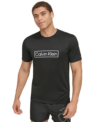 Calvin Klein Men's 4-Way Stretch Quick-Dry Box Logo-Print Rash Guard