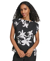 Calvin Klein Women's Floral-Print Boat-Neck Sleeveless Top