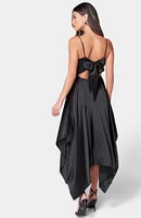 Bebe Women's Solid Satin Sharkbite Dress