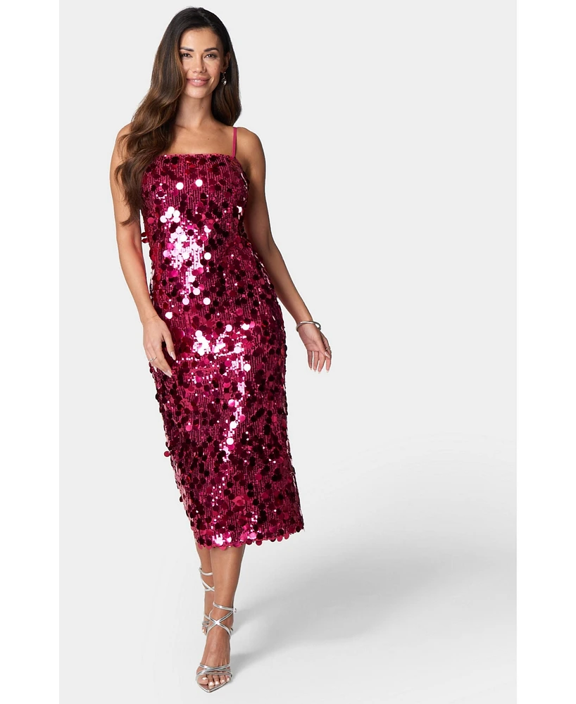 bebe Women's Sequin Midi Dress