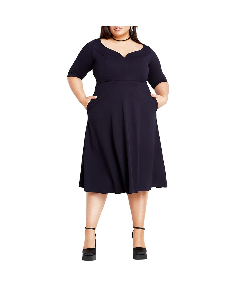City Chic Plus Cute Girl Elbow Sleeve A-line Dress