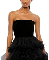 Mac Duggal Women's Strapless Tiered Ruffle Ballgown