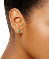 Emerald (3/4 ct. t.w.) & Diamond Accent Pear Stud Earrings in 10k Gold