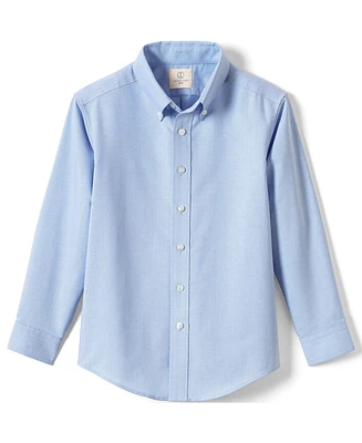 Lands' End Big Boys School Uniform Long Sleeve Solid Oxford Dress Shirt