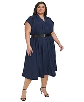 Calvin Klein Plus Commuter Belted Midi Dress