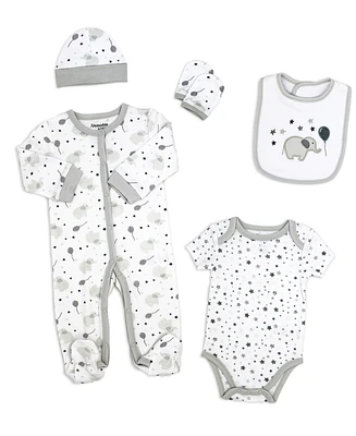 Tendertyme Baby Boy and Girl Elephants Balloons 5 Piece Layette Set