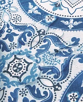 Vietri Medallion Blue Block Print Stain Water Resistant Indoor and Outdoor Tablecloth