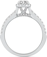 Diamond Halo Engagement Ring (3/4 ct. t.w.) in 14k White Gold