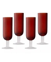 Jay Import Red and White Flute Glasses, Set of 4