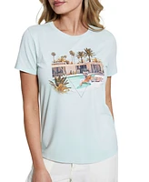 Guess Women's Short Sleeve Poolside Tiger Easy T-Shirt