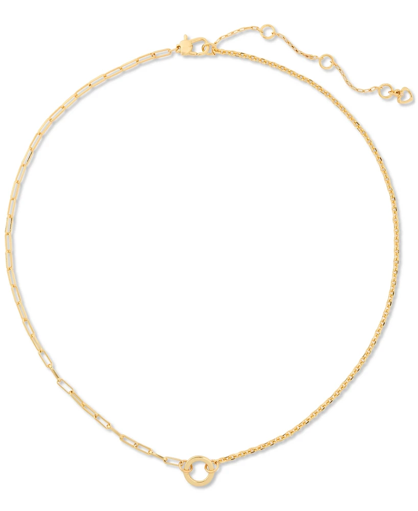 kate spade new york Gold-Tone One In a Million Mixed Chain Necklace, 16" + 3" extender