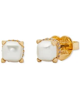 Kate Spade New York Gold-Tone Pave & Imitation Pearl Square Stud Earrings