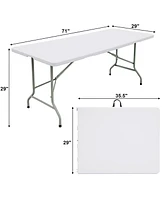 Sugift 71'' Plastic Rectangular Folding Table