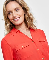 I.n.c. International Concepts Women's Collared Button-Down Blouse, Created for Macy's