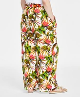 I.n.c. International Concepts Plus Printed Linen Wide-Leg Pants, Created for Macy's