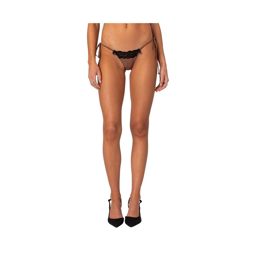 Edikted Women's Cassey Lacey String Bikini Bottom